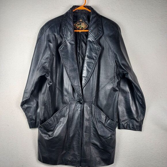 G-III Jackets & Blazers - Vintage G-III Black Leather Coat Womens Medium Long Oversized Jacket